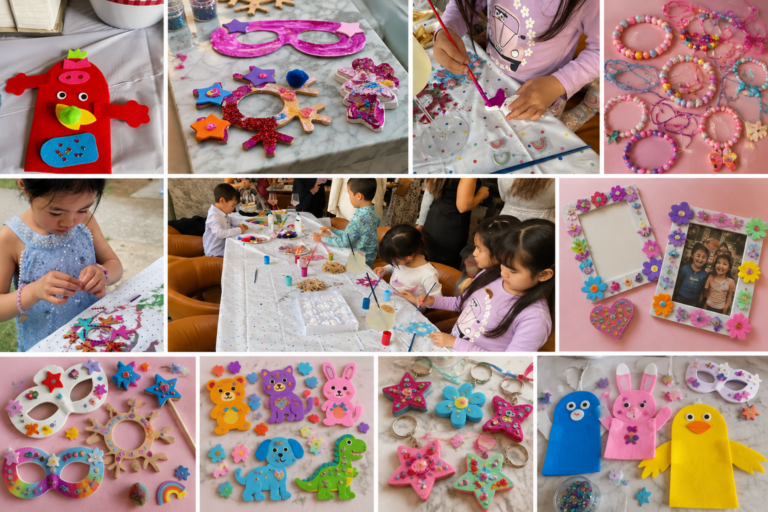 collage of craft party activites
