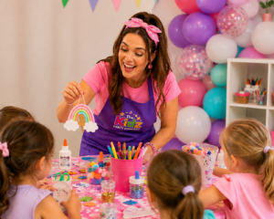 craft party host with kids at at craft party
