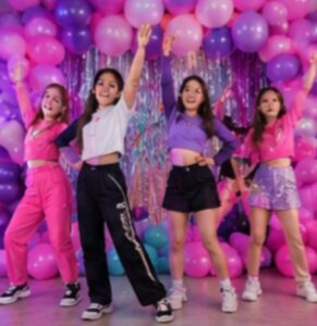 Kids dancing at a k-pop party